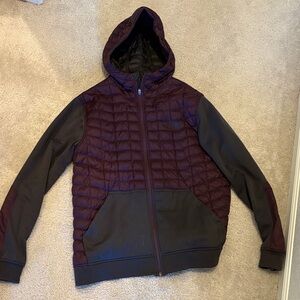 The North Face Hooded Quilted Jacket - Plum and Black